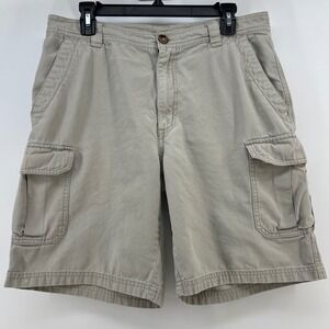 Columbia Mens Tan Cotton Canvas Cargo Shorts 10 Inch Inseam Size 34